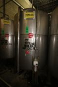 Zenas 1,000 Gal. Vertical S/S Tank, Single-Wall, S/N 1488, Dims.: 108
