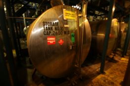 2,600 Gal. S/S Horizontal Tank, Single-Wall, Dims.: 73