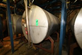 Hicks 2,600 Gal. Horizontal S/S Tank, Single-Wall, S/N 1315, Dims.: 60