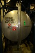 Hicks 2,600 Gal. Horizontal S/S Tank, Single-Wall, S/N 1315, Dims.: 60