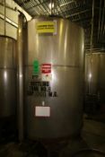 Zenas 1,000 Gal. Vertical S/S Tank, Single-Wall, S/N 1488, Dims.: 108