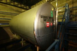 Perma-San 2,650 Gal. Horizontal S/S Tank, Single-Wall, M/N 2630-H, S/N 16798-6, Dims.: 78