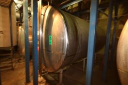 Perma-San 2,650 Gal. Horizontal S/S Tank, Single-Wall, M/N 2630-H, S/N 16798-1, Dims.: 78