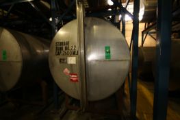 Hicks 2,600 Gal. Horizontal S/S Tank, Single-Wall, S/N 1315, Dims.: 60