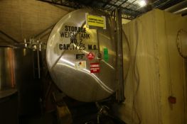 Hicks 1,725 Gal. S/S Tank, Single-Wall, S/N 844, Dims.: 60