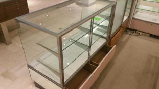 54” x 24” x 40” Mirrored Front Display Cabinet with (2) Glass Shelves, Lighting and (2) Pull out