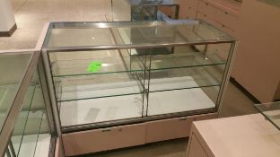 54” x 24” x 40” Mirrored Front Display Cabinet with (2) Glass Shelves, Lighting and (2) Pull out