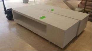 81x26x21.5 White Coffee table with Stainless Base Rigging Cost: $15