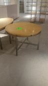 Blond Wood and Polished Nickel Round table 48