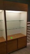 2'x4'x8' Wood Display Cabinet with (2) Glass Shelves , sliding door underneath and Top Lighting