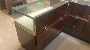 48” x 24” x 40” Cherry Single Felt Lined Shelf Display with Lighting and (4) drawers Rigging