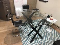 Contents of Office Including 6' Glass Top Beveled Edge Table with (2) Chairs Gorgeous Turquoise
