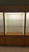 2'x4'x8' Wood Display Cabinet with (2) Glass Shelves , sliding door underneath and Top Lighting