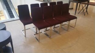 Chrome and Maroon Fabric Dining Room Chairs Rigging Cost: $20