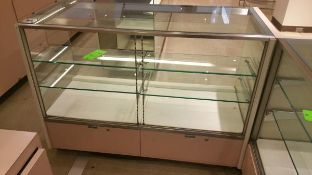 54” x 24” x 40” Mirrored Front Display Cabinet with (2) Glass Shelves, Lighting and (2) Pull out