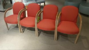 Orange Fabric and Cream Wood Captains Chairs Rigging Cost: $10