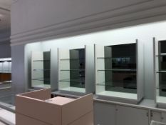 48x25x8' White Display Cabinets with (2) Glass Shelves and Top Lighting
