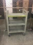 3 Shelf 4 Wheel Cart, Plastic Rigging Cost: $5