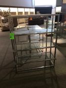 (4) Pieces Nickel and Glass Product Displays (2) 24x24x36 Display Shelves (1) 20x30x64 Product