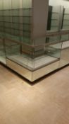 Elbow Shaped 48x48x24x41 Mirrored Front Display Cabinet, with (2) Glass Shelves Lighting and (2)