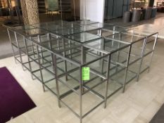 (20) Polished Nickel and Glass Rectangular 3-Tier Product Displays Note:~7 Missing Panes of Glass