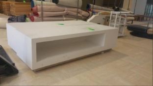 81x26x21.5 White Coffee table with Stainless Base Rigging Cost: $15