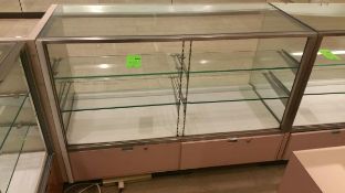54” x 24” x 40” Mirrored Front Display Cabinet with (2) Glass Shelves, Lighting and (2) Pull out