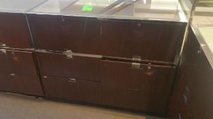 48” x 24” x 40” Cherry Single Felt Lined Shelf Display with Lighting and (4) drawers Rigging