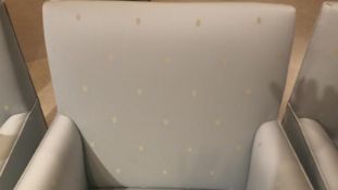 Light Blue and Polka Dot Captains Chair with Blond Wood Legs and Accent Pillow Rigging Cost: $10