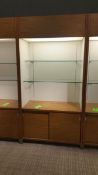 2'x4'x8' Wood Display Cabinet with (2) Glass Shelves , sliding door underneath and Top Lighting