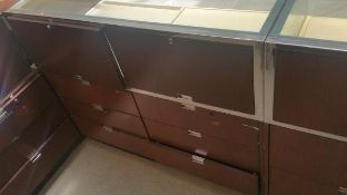 48” x 24” x 40” Cherry Single Felt Lined Shelf Display with Lighting and (6) drawers Rigging