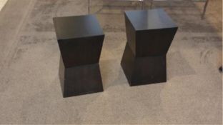 Dark Stained (black) West Elm Hourglass Wood Stools 12