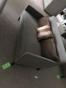 W 60 D 32 H 28 Bright Eno High Back Love Seat in a Pearlescent Green with Dark Wood Stained Legs and