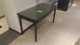 Chocolate Stained Wood with Glass Top 2 Drawer Desk 54