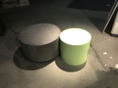 (2) Stools (1) Green and (1) Fabric Wrapped Grey