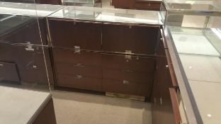 48” x 24” x 40” Cherry Single Felt Lined Shelf Display with Lighting and (6) drawers Rigging