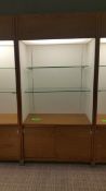 2'x4'x8' Wood Display Cabinet with (2) Glass Shelves , sliding door underneath and Top Lighting