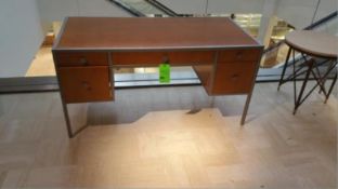 30x60x30 Blond wood and polished nickel 5 drawer desk Rigging Cost: $15
