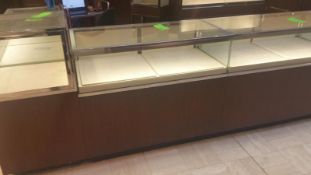 48” x 24” x 40” Cherry Single Felt Lined Shelf Display with Lighting and (4) drawers Rigging