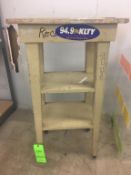 4 Wheel 3 Shelf Wooden Stand Rigging Cost: $10