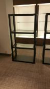 Black Stained Wood and Glass (4) Tier Product Display Shelves 32x16x64 Rigging Cost: $45