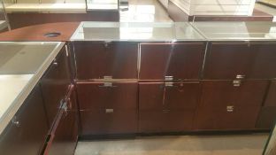 48” x 24” x 40” Cherry Single Felt Lined Shelf Display with Lighting and (4) drawers Rigging