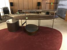 (3) Pieces (1) 2-Tier Bronze and Brown Stained Wood Product Display Table (incotex) and (2)