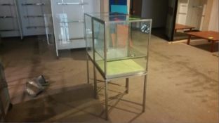 Polished Nickel and Glass Two-Tier Product Display Cubes 24