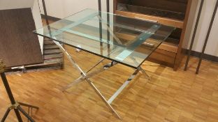 36x48x30 Chrome and Glass Table with X-Legs Rigging Cost: $35