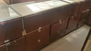 48” x 24” x 40” Cherry Single Felt Lined Shelf Display with Lighting and (4) drawers Rigging