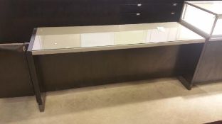 Chocolate Table with Leather Wrapped Glass Covered Top 74