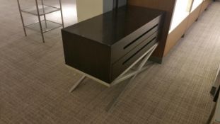 48x22x30 Dark Stained Wood and Polished Nickel (2) Drawer Console with x-style Legs Rigging Cost: $