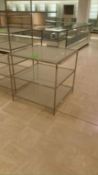 (4) Pieces Polished Nickel and Glass Product Display Shelves (1) 6-Tier 24x24x66 and (3) 24x24x36