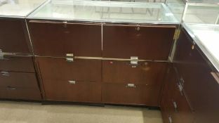 48” x 24” x 40” Cherry Single Felt Lined Shelf Display with Lighting and (4) drawers Rigging